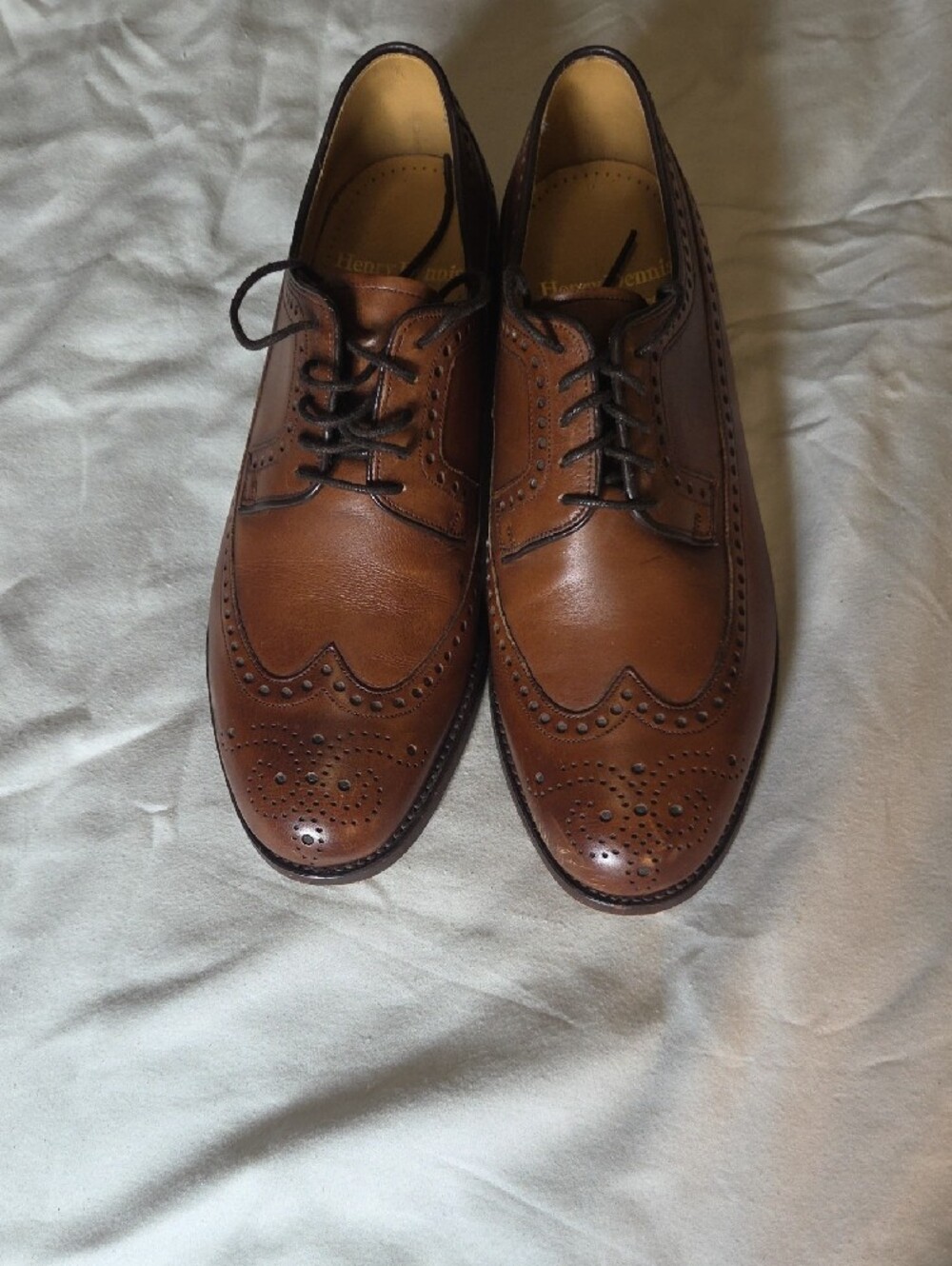 Men's Classic Brown Leather Brogue Derby Shoes - Picture 3 of 6